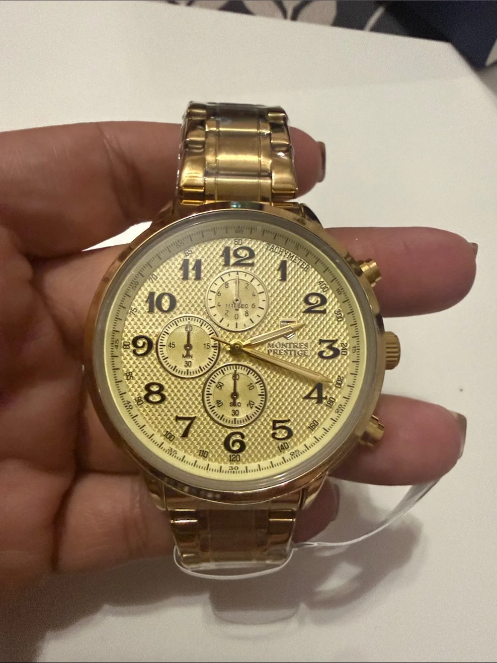 Invicta Montres Prestige MPW-0318 Gold Chronograph Watch 44mm NIB